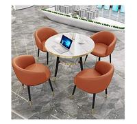 KG7HQRP Set tavolo da conferenza e sedia semplice in legno tavolo da pranzo rotondo ufficio ufficio reception hotel bar dessert negozio 1 tavolo 4 sedie (colore: nero) (arancione)
