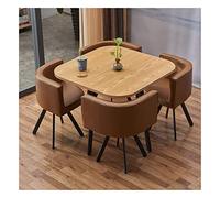 KG7HQRP Set tavolo da pranzo e sedie da 5 pezzi Tavolo da cucina Sedia vintage in pelle in legno massello 90 cm (colore: tavolo quadrato nero, tavolo quadrato marrone)