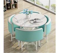 KG7HQRP Set tavolo da pranzo rotondo e sedia, 1 tavolo e 4 sedie vintage in pelle, sedia da salotto, ufficio, sala ricevimenti, tavolo negoziale, bar, biblioteca, lounge, tavolo da cocktail, colore