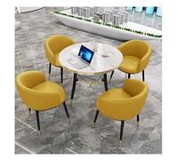 KG7HQRP Set tavolo e sedie da conferenza semplice tavolo rotondo in legno per ufficio ufficio reception hotel caffetteria negozio di dessert 1 tavolo 4 sedie (colore: nero) (giallo)
