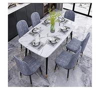 KG7HQRP Set tavolo e sedie da cucina, tavolo da pranzo e sedia, 1 tavolo e 6 sedie, sala negoziazione, reception, hotel, reception, party lounge (bianco grigio)