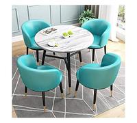 KG7HQRP Set tavolo e sedie moderno minimalista balcone cortile tempo libero 4 pezzi cucina tavolo da pranzo e sedia combinazione ufficio (colore: grigio scuro) (blu pavone)
