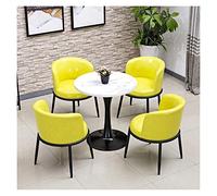 KG7HQRP Set tavolo e sedie per sala da pranzo tavolo rotondo in legno con struttura in marmo minimalista nordico set da 5 pezzi design moderno casa soggiorno (colore: blu) (giallo)