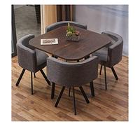 KG7HQRP Tavoli da pranzo e sedie combinazione design moderno tavolo per il tempo libero semplice 1 tavolo 4 sedie in legno massello tavolo rotondo da ufficio (colore: grigio pecan 2) (grigio bronzo2)