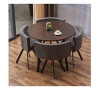 KG7HQRP Tavoli da pranzo e sedie combinazione design moderno tavolo per il tempo libero semplice 1 tavolo 4 sedie in legno massello tavolo rotondo da ufficio (colore: grigio pecan 2) (grigio bronzo1)