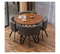 KG7HQRP Tavoli da pranzo e sedie combinazione design moderno tavolo per il tempo libero semplice 1 tavolo 4 sedie in legno massello tavolo rotondo da ufficio (colore: grigio pecan 2) (grigio pecan 1)