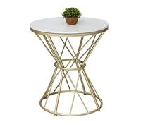 KG7HQRP Tavolino da caffè in marmo, tavolino rotondo in metallo, tavolino da salotto, comodino per camera da letto, 60 x 60 x 62 cm