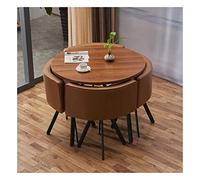 KG7HQRP Tavolo da pranzo e sedia combinazione ufficio reception tavolo 5 pezzi tavolo da cucina set vintage sedia in pelle legno massello 90 cm (colore: tavolo quadrato nero) (tavolo rotondo marrone 2