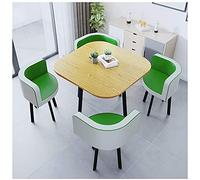KG7HQRP Tavolo da ricevimento sedia combinazione tavolo e sedia set 1 tavolo 4 sedie balcone soggiorno cucina ufficio sala riunioni salotto (colore: rotondo bianco+verde) (tavolo quadrato bianco +