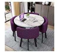KG7HQRP Tavolo da soggiorno cucina tempo libero tavolo nordico e sedia combinazione 1 tavolo e 4 sedie tavolo moderno minimalista reception (colore: marrone Dimensioni: 80 cm/31 pollici) (viola 80 cm)