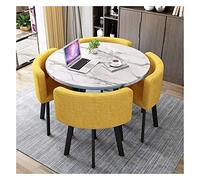 KG7HQRP Tavolo da soggiorno cucina tempo libero tavolo nordico e sedia combinazione 1 tavolo e 4 sedie moderno tavolo da reception minimalista (colore: marrone Dimensioni: 80 cm/31 pollici) (giallo 90