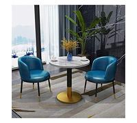 KG7HQRP Tavolo moderno e sedia combinazione ufficio reception tavolo rotondo caffetteria negozio dessert 60 cm tavolo per il tempo libero hotel sala riunioni (colore: 3 sedie blu lago) (3 sedie