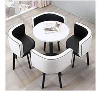 KG7HQRP Tavolo quattro sedie caffetteria latte tè negozio tempo libero salone di bellezza cinema ufficio sala riunioni (colore: bianco + rosso) (bianco + nero)