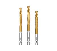 KGBHSCTTIE 3pcs 6.5mm HSS Hexagon Shank Twist Drill Bits Serrated Grooving Cutting Tap Spiral Saw Wood Metal Hole Saw Titanium Drill KGBHSCTTIE