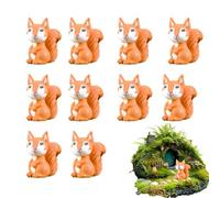 KGCGJVB 10 statuette a forma di scoiattolo, mini statue decorative di scoiattoli, piccole figure di animali in resina per decorazioni da giardino, fortezza, decorazioni ispirate alla tassidermia
