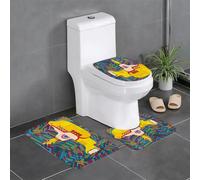 KGDHY Set di 3 tappetini da bagno,antiscivolo,lavabili,morbido e assorbente,tappeto da bagno,tappetino da doccia,Illustrazione della band rock dei Beatles, Yellow Submarine