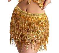 KGDUYC 1 pezzo Ladies Fringe Sequin Dress, Chiffon Gauze Sequin Dress, Belly Dance Sequin Dress, Ladies Sequin Dress, Mardi Gras Performance Party (Oro)