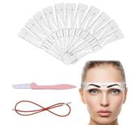KGDUYC 1set Kit Stencil per Sopracciglia- 1 Pezzi Cinghie, Kit di timbri per sopracciglia con 12 Paia Modello di Sopracciglio Riutilizzabile,1Pezzi Rasoio per Sopracciglia per Strumento di Trucco