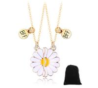KGDUYC 2 pezzi Bff Collana dell amicizia per 2 Bimba Ragazza, Catena Collana Donna Argento, Collana Con Ciondolo Margherita di fiori per Regalo Donna Laurea Compleanno Regali Amica