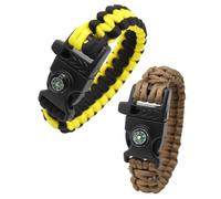 KGDUYC 2 pezzi Bracciale in corda di paracadute intrecciata,bracciale di sopravvivenza all'aperto, bracciale in corda di paracadute multiuso,fischietto,bussola(come mostrato nella figura 3)