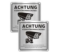 KGDUYC 2 Pezzi Cartello di Videosorveglianza,Proprietà Privata con DSGVO,Cartello di Avviso di Videosorveglianza,15 x 15 cm,Cartello in alluminio, Videosorveglianza, con Autoadesivo e 4 Fori Forati