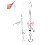 KGDUYC 2 pezzi Star Bow Cute Mobile Phone Chain, Gothic Mobile Phone Chain, Estetica Y2K ciondolo Mobile Phone Charm Accessorio Phone Bag Keychain Camera Pendant