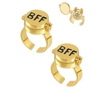 KGDUYC 2PC Anello Best Friends Forever Dolce Regolabile con Tappo Aperto, BFF Un Simbolo della Migliore Amicizia Regalo Commemorativo per il Migliore Amico