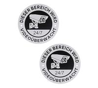 KGDUYC 2pcs Cartelli di Video Sorveglianza, Avvertimento per Telecamere, Autoadesivi Rotondi per Pubblico e Privato