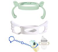 KGDUYC 2PCS Impugnatura per Biberon, Manico Per Biberon Silicone, Maniglia per Biberon in Silicone, Manici per Biberon a Collo Largo, Biberon in Silicone per Bambini,Con 1 cordino per bottiglia