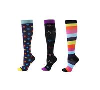 KGDUYC 3 Pezzi Calze a Compressione Graduata per Uomo E Donna Calze Elastiche Sportive per Atletica, Corsa, Viaggi Volo, Ciclismo - pois/Amore/banda