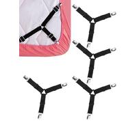 KGDUYC 4 PZ Clip Lenzuola, Ferma Lenzuola, Regolabili Elastici 3-Modi Triangolo Lenzuolo, con Clip in Metallo per di Fissaggio Angoli Lenzuola, Coprimaterassi, Letto o Divano,attache drap housse