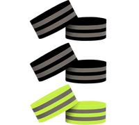 KGDUYC 6 pezzi Bracciale Riflettente, Sicurezza Bracciale Riflettente, Fasce da Braccio Catarifrangenti, Doppia Linee Alta visibilità, per Sport all'Aria Aperta, per Braccio, Caviglia, Polso