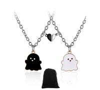 KGDUYC Bff Collana dell'amicizia per Bimba Ragazza, Catena Collana Donna Argento, Collana Con Ciondolo fantasma per Regalo Donna Laurea Compleanno Regali Amica(2 Pezzi)