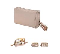 KGDUYC Borsa da Toilette da Viaggio, Piccola Borsa Cosmetica in Nylon, Portatile Beauty Case da Viaggio Donna, Impermeabile Organiser per Cosmetici, Trousse Trucchi con Cerniera - Cachi