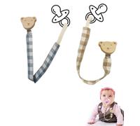KGDUYC Catenelle porta succhietto,Clip per ciuccio per bambini, clip in legno di faggio per evitare che la catena cada, regalo per battesimo del bambino (2 pezzi), 1CM