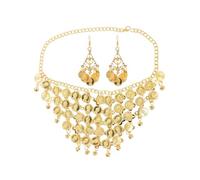 KGDUYC Orecchini e collana,Parure di gioielli da donna,Accessori per Costumi Indiani, Zingari, Gioielli con Monete d'Oro Vintage per Pirati, Vestito da Danza del Ventre, Stile Boho per Donne e Ragazze