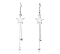 KGDUYC Orecchini pendenti da donna,in argento Sterling 925 con ciondolo a forma di stella,con due catenine lunghe con nappe,ipoallergeniche,idea regalo per madri,mogli,zirconia cubica