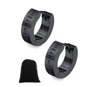 KGDUYC Uomo Donna Orecchini Cerchio di Rune Vichinghe Rune Celtiche Orecchini Cerchio Argento/Acciaio Inox Antiallergico con Onice Gioielli Amuleto Nordico - nero