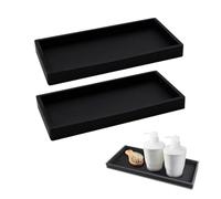 KGDUYC Vassoi, supporti e organizer da bagno Vassoio da bagno nero, contenitore decorativo rettangolare per gioielli da bagno per asciugamani di carta, candele, asciugamani. (due pezzi)