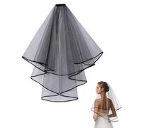 KGDUYC Veli Da Sposa, velo da sposa halloween,velo sposa cadavere,60-80 cm Nozze Tulle Velo Corto, Velo Ai Glutei, Doppio Velo Semplice Ed Elegante,velo sposa addio al nubilato,velo halloween
