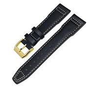 KGFCE Canda Di Guardia In Pelle Genuina Per IWC Segno XVIII Orologio Pilota Di Le Petit Prince PILOT 20mm 21mm 22mm Cinghia Di Buccia(Black white gold,20mm)