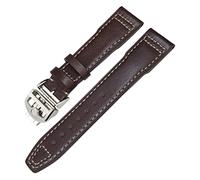 KGFCE Canda Di Guardia In Pelle Genuina Per IWC Segno XVIII Orologio Pilota Di Le Petit Prince PILOT 20mm 21mm 22mm Cinghia Di Buccia(Brown white fold,20mm)