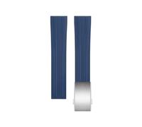 KGFCE Cinturini per orologi morbidi per Omega Moonwatch Speedmaster 007 Seamaster 300 Planet Ocean AT150 18 mm 19 mm 20 mm 21 mm 22 mm Fluorubber (Blue Silver Buckle, 20 mm)