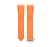 KGFCE Cinturino in gomma morbida e flessibile per Omega Speedmaster Moonwatch Seamaster 300 AT150 PLANET OCEAN 600 cinturino 20/21/22mm fibbia con punta in argento(Orange Orange,20mm)
