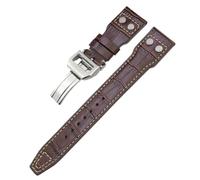 KGFCE Cinturino in vera pelle con rivetto 20mm 21mm 22mm adatto per IWC Big Pilot IW377714 Spitfire cinturino in pelle di vacchetta marrone(Brown White Rivet-01,21mm)