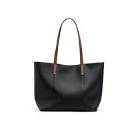 KGFCE Grande Capacità Delle Donne Tote Bag di Alta Qualità Della Pelle Bovina Borse Casual Commuter Bag per Femme Borsa di Marca di Lusso, Nero , 30.5-28-13 cm