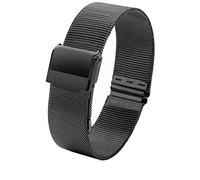 KGFCE Loop Milanese Female Simple Watchband 12 13 14 15 16 17 18 19 20 22mm Metal Weave Fashion Trend Bracciale per Dw ar banda d'oro(Black,15mm)