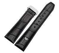 KGFCE Per Maurice Lacroix Eliros Watchband First Layer Skinkskin 20mm 22mm con fibbia pieghevole crava in pelle genuina di mucca marrone nero(Black silver,22mm)
