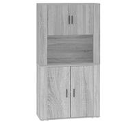 KGFHERENB Credenza in legno Sonoma, 80 x 33 x 150 cm, colore: grigio | Armadio multiuso in due pezzi per soggiorno e corridoio con montaggio a parete per un utilizzo ottimale dello spazio e molto