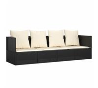 KGFHERENB Lettino da giardino in polyrattan con cuscino, colore: nero | Lettino da giardino regolabile in rattan PE resistente alle intemperie con morbidi cuscini per terrazza